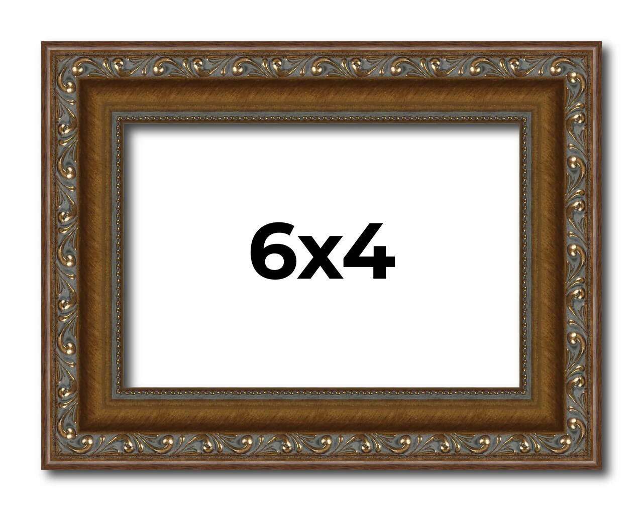 4x6 Sculpted Picture Frame with UV-Resistant Acrylic & Acid Free Backing, Available in 5 Finishes - Black, Blue, Gold, Silver, and White